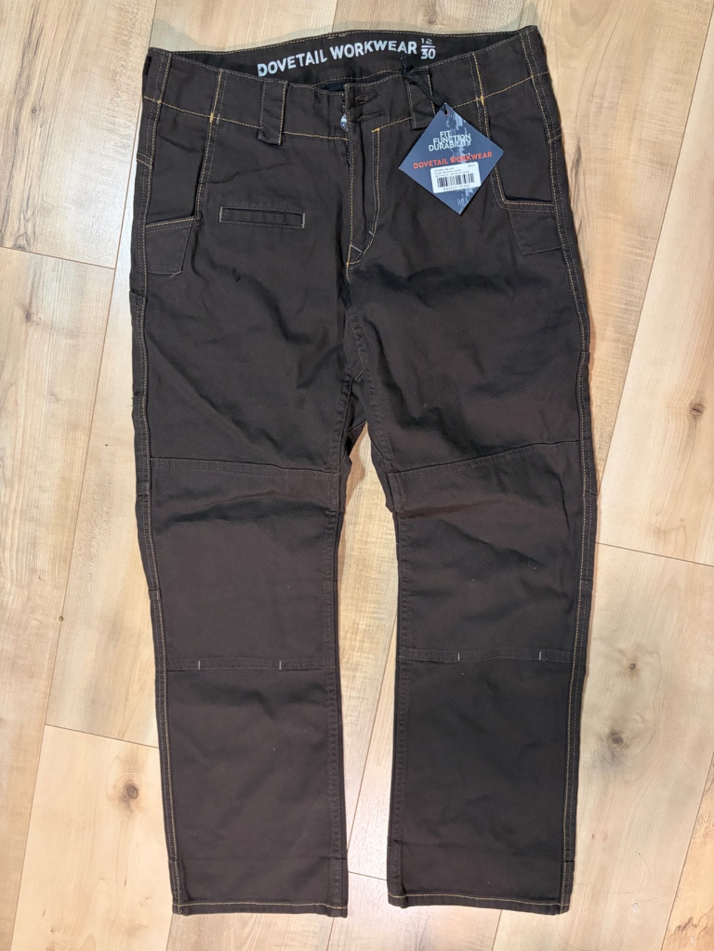 Dark Brown Utility Work Pants with Contrast Stitching